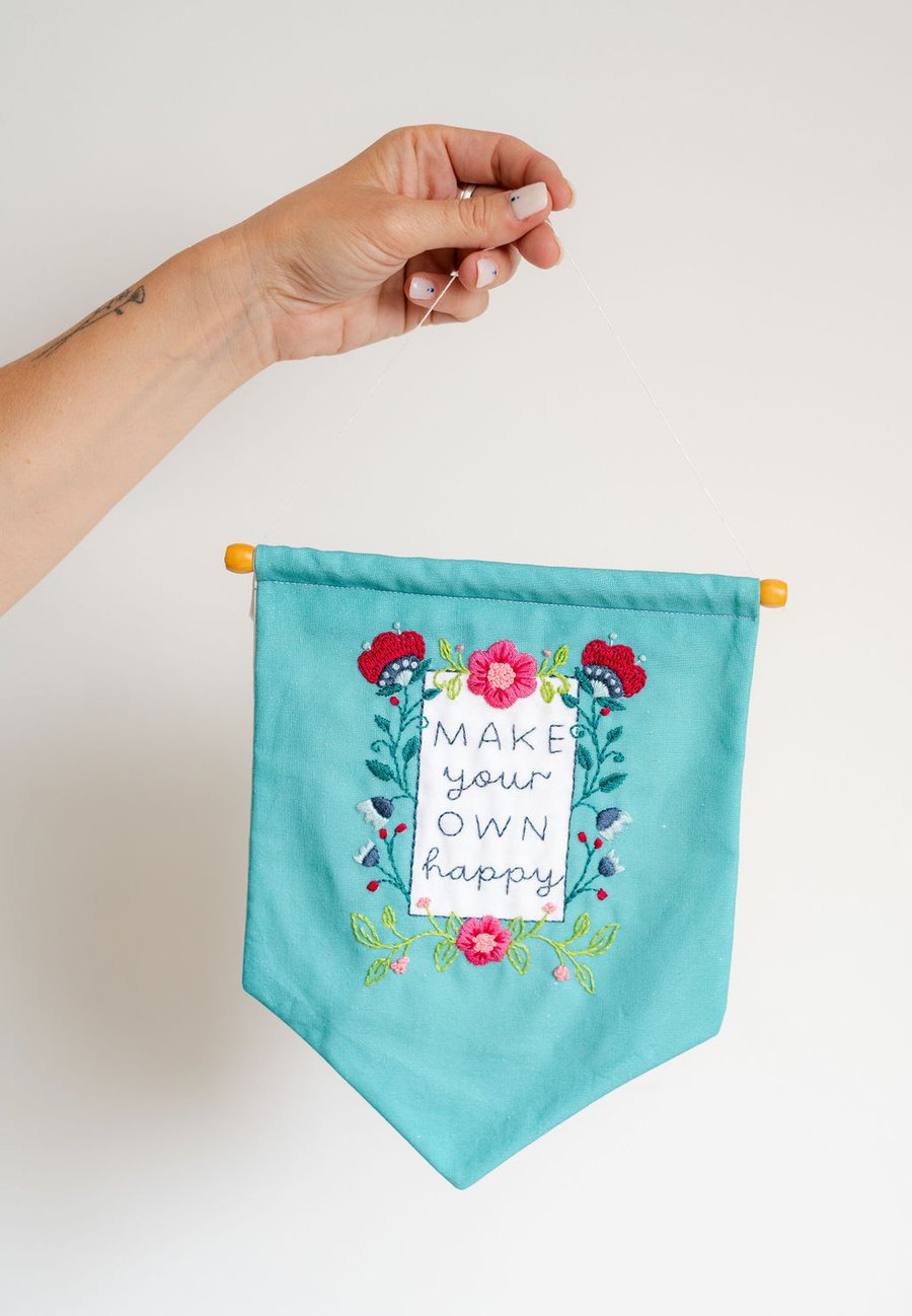 Make Your Own Happy Floral Embroidery Kit