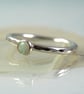 Silver Stacking Ring with White Synthetic Opal Hammered band in Sterling - Image 7