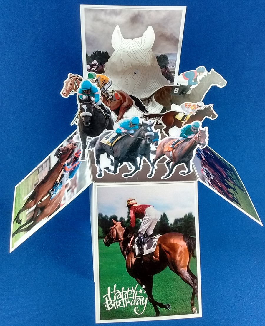 Horse Racing Trains Birthday Card