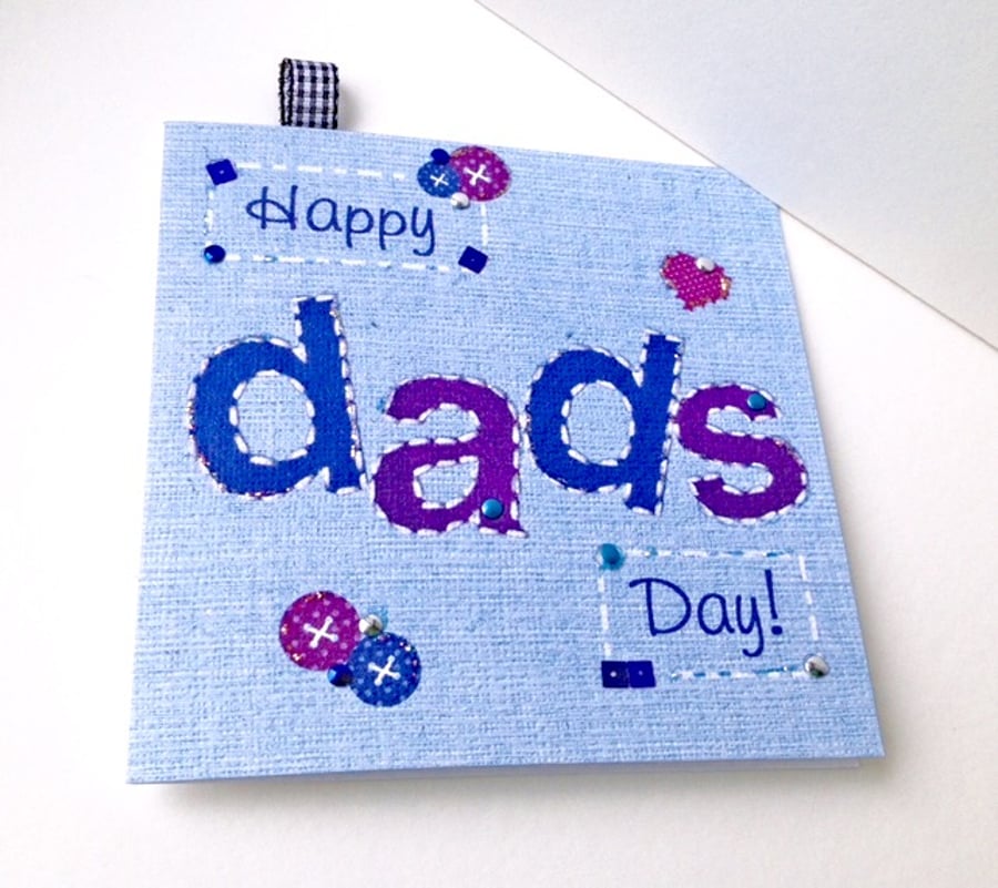 Father's Day Greeting Card,Printed Applique Design,Hand Finished Card.