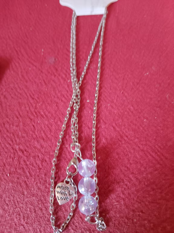 Handmade silver plated necklace with clear beads