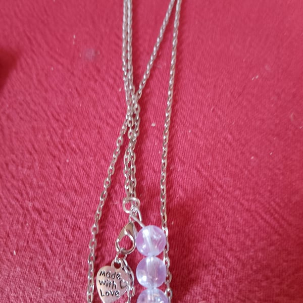 Handmade silver plated necklace with clear beads