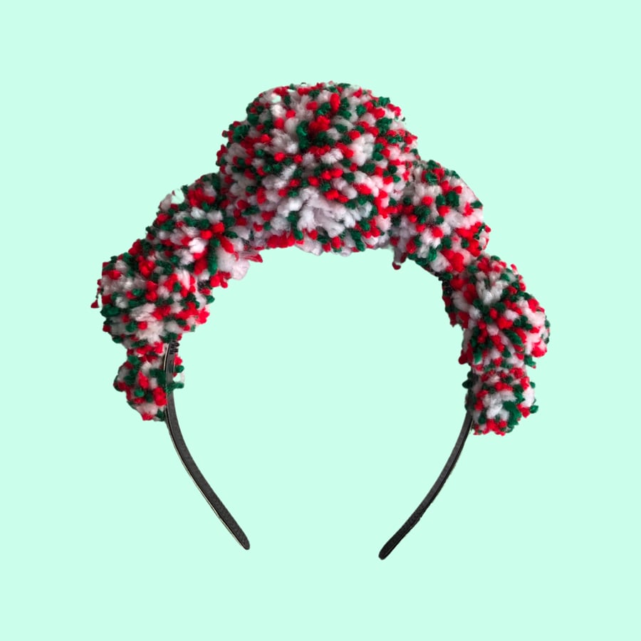 Multicolour Pompom Festival Headband Crown, Pom Pom Christmas Headpiece