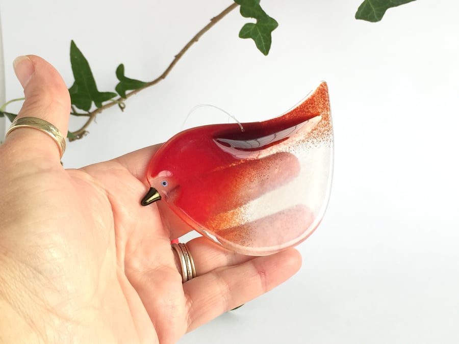  A medium glass robin decoration 