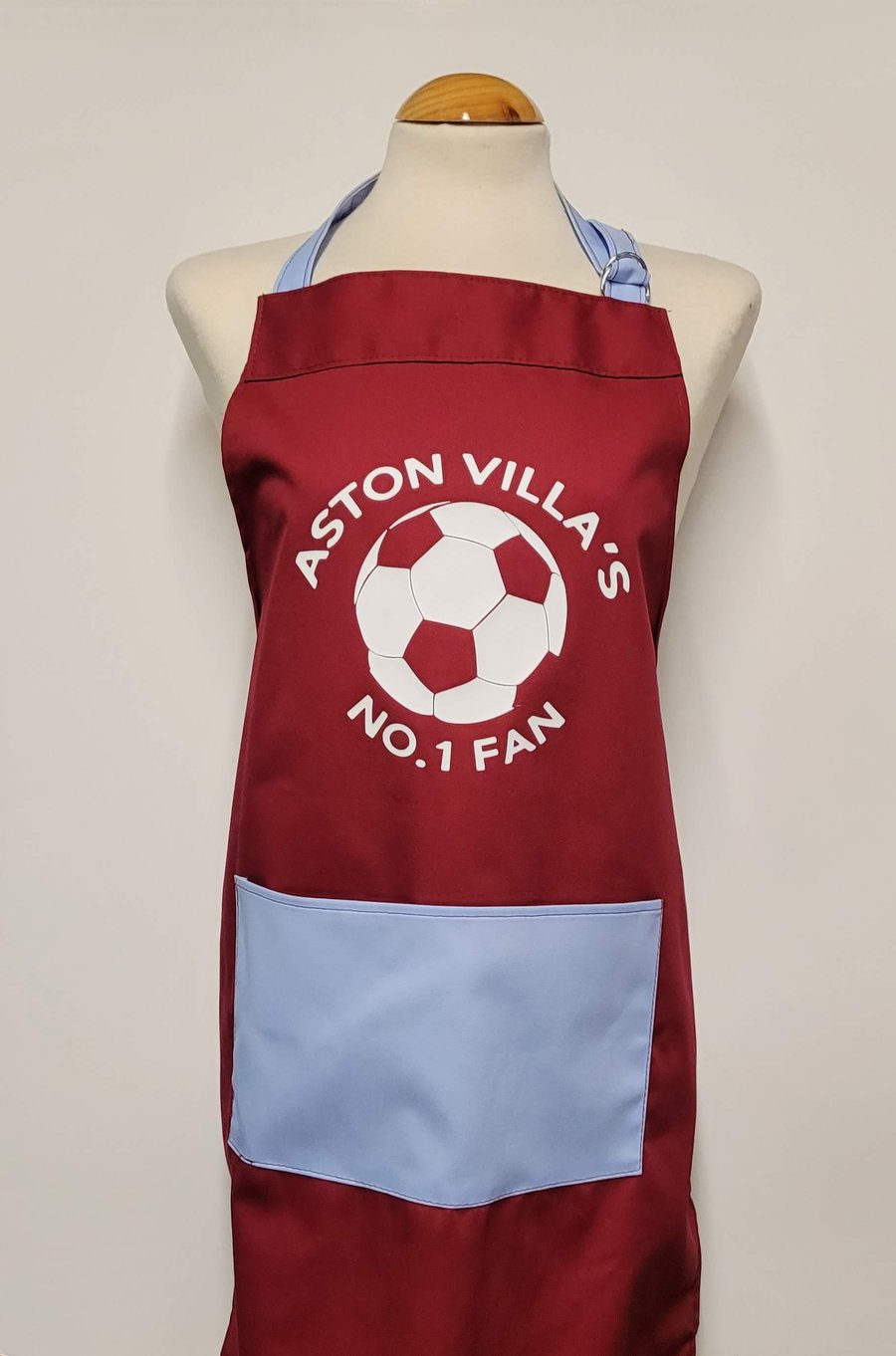 Aston Villa - No.1 fan. Medium cotton apron with pocket 
