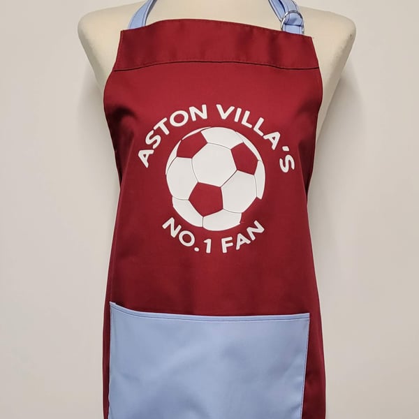 Aston Villa - No.1 fan. Medium cotton apron with pocket 
