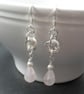 Drop Earrings With  Rose Quartz Sterling Silver Ear Wires - Image 3