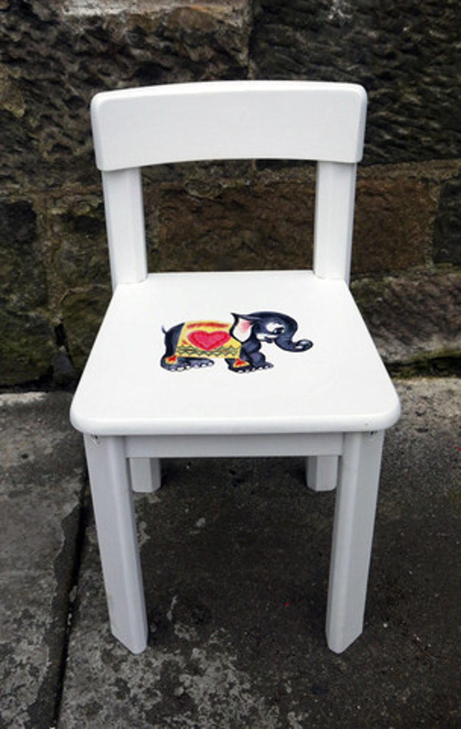 Child's toddler chair painted in Fusion Mineral Paint Casement with elephant