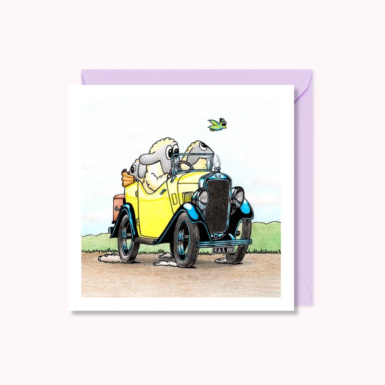 Whimsical Sheep Greeting Card: Cute Hand Drawn Sheep Illustration (226)