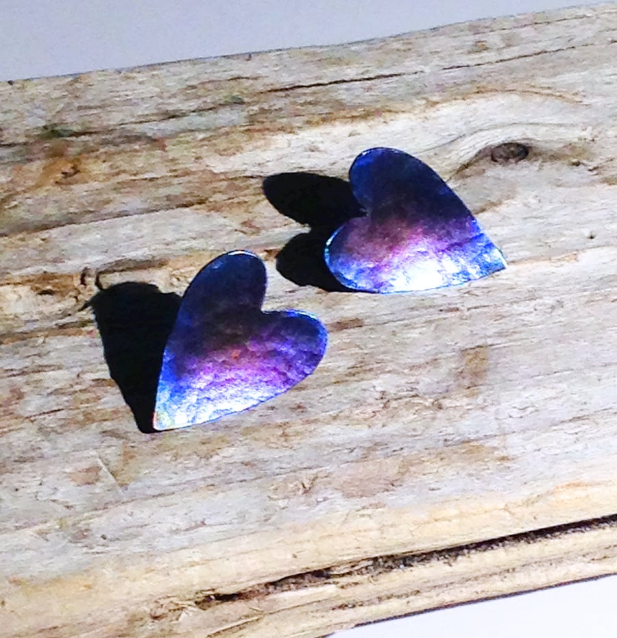  Handmade Coloured Titanium and Sterling Silver Stud Earrings - UK Free Post