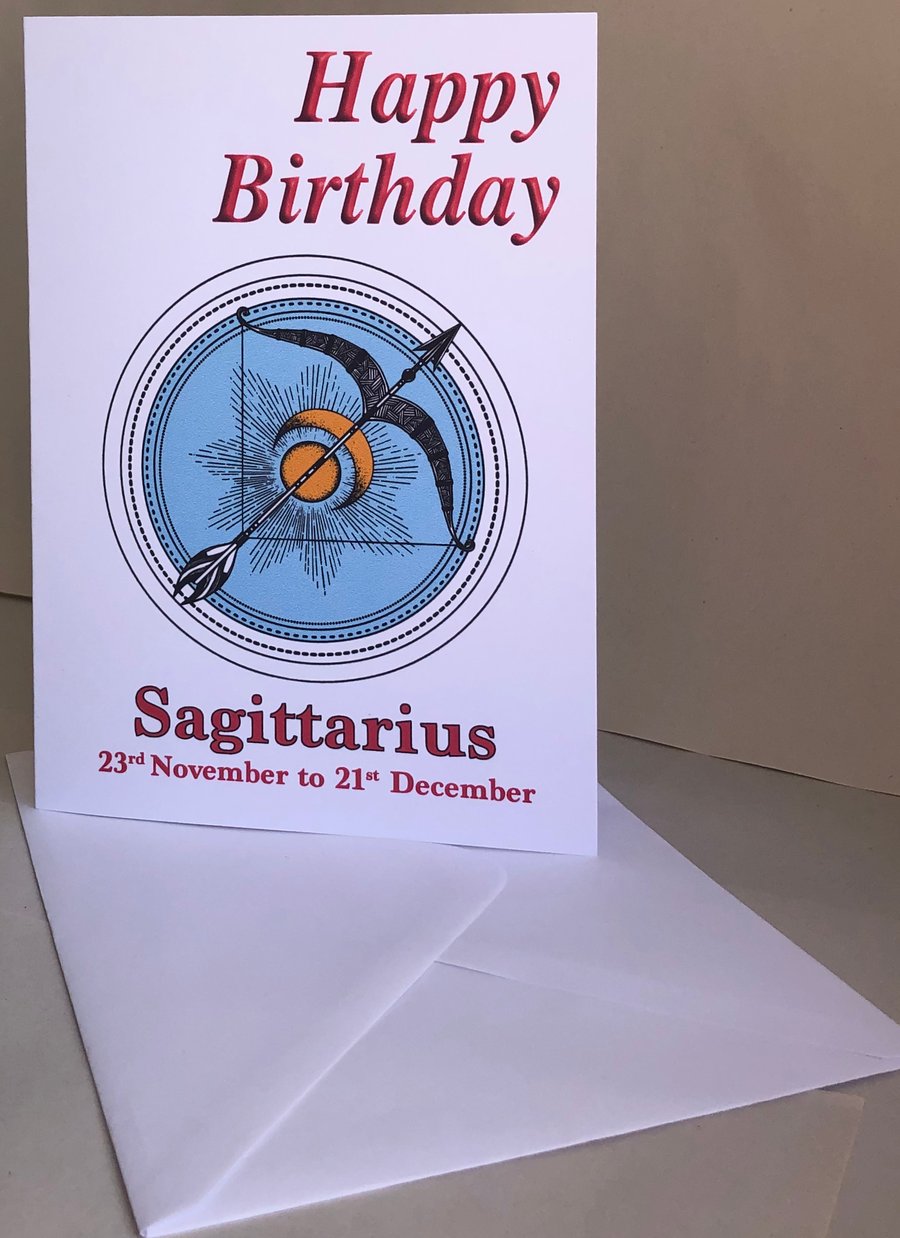  Sagittarius - The Archer (23rd Nov - 21st Dec) -  5x7" Birthday or Plain card