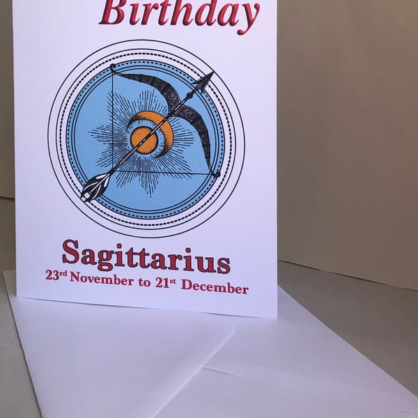  Sagittarius - The Archer (23rd Nov - 21st Dec) -  5x7" Birthday or Plain card