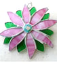 Pink Flower Stained Glass Suncatcher Green Bright - Image 5