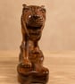 Hand Carved Wooden Animal Tiger Sculpture - Vintage Safari Home Decor - Image 4