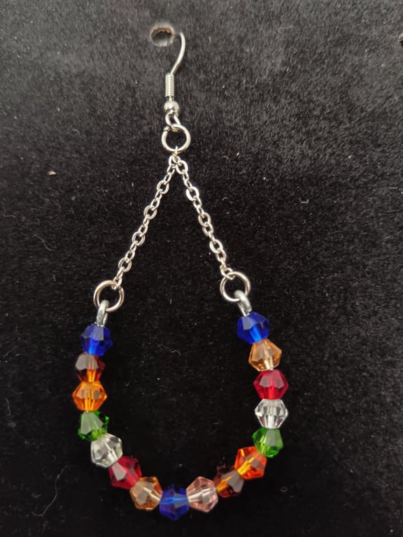 Rainbow tear drop earrings handmade