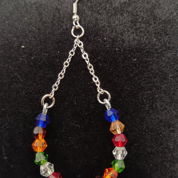 Rainbow tear drop earrings handmade