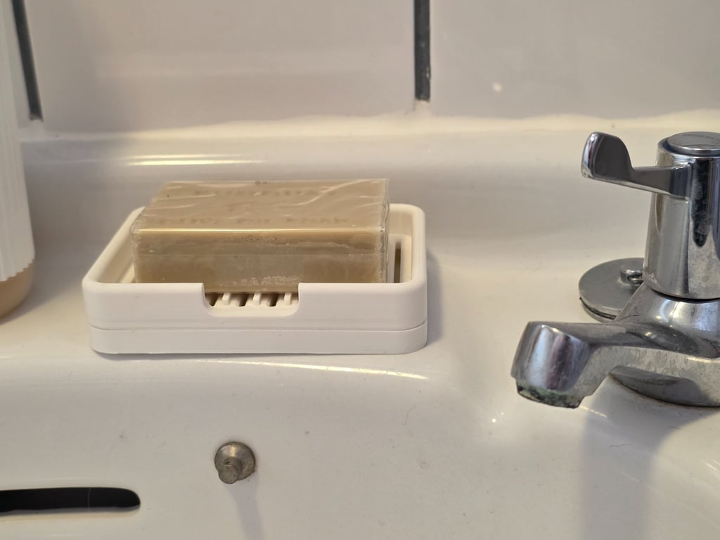 Draining Soap Dish with Drip Tray - Two-Part Bar Soap Holder - Made in the UK