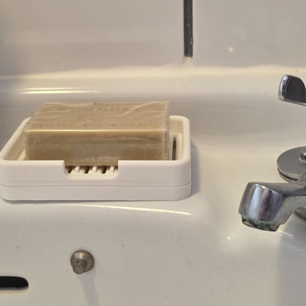 Draining Soap Dish with Drip Tray - Two-Part Bar Soap Holder - Made in the UK