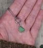 Sea Glass and Recycled Silver Bezel Set Necklace, Teal Green Scottish Sea Glass - Image 2