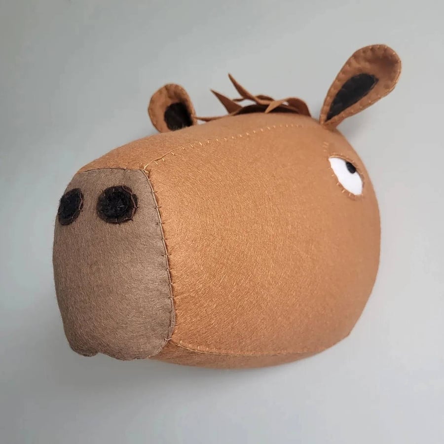 CAPYBARA - Felt Faux Taxidermy - Wall Mounted Animal Head