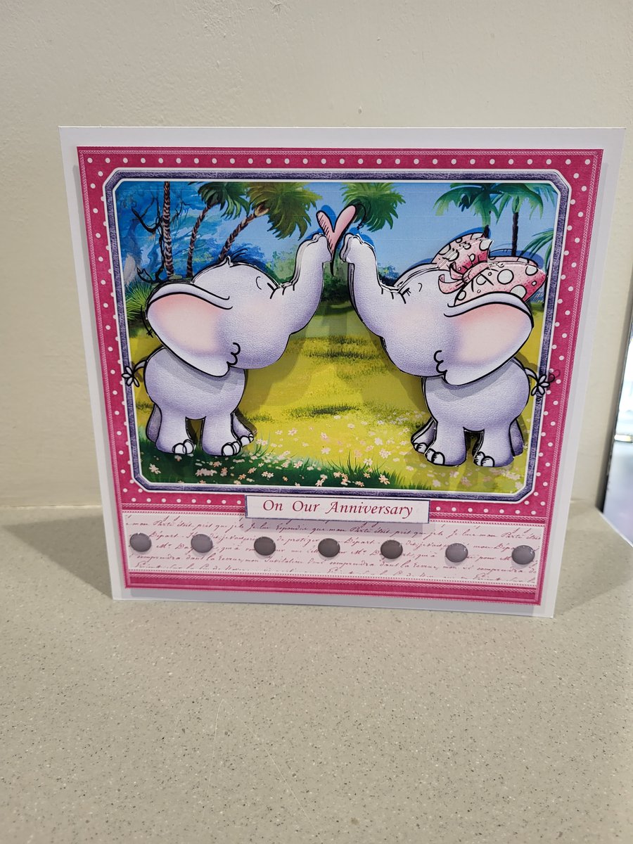 Elephant cute anniversary card. Elephant card