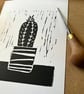 'Prickly Cactus' A5 Original Lino Print - Image 4