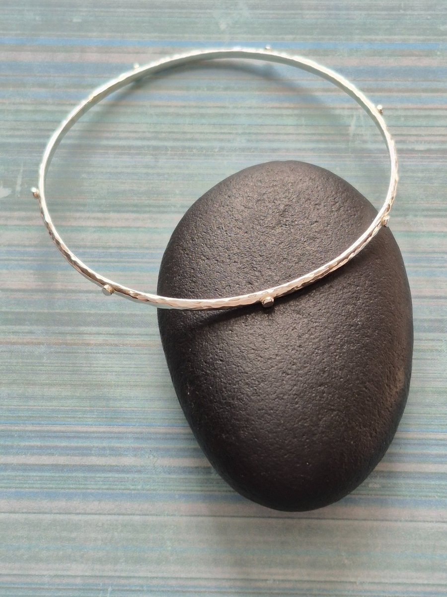 Summer Wibe Textured Dot Pattern Stackable Bracelet Bangles Sterling Silver 925