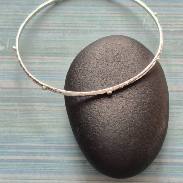 Summer Wibe Textured Dot Pattern Stackable Bracelet Bangles Sterling Silver 925