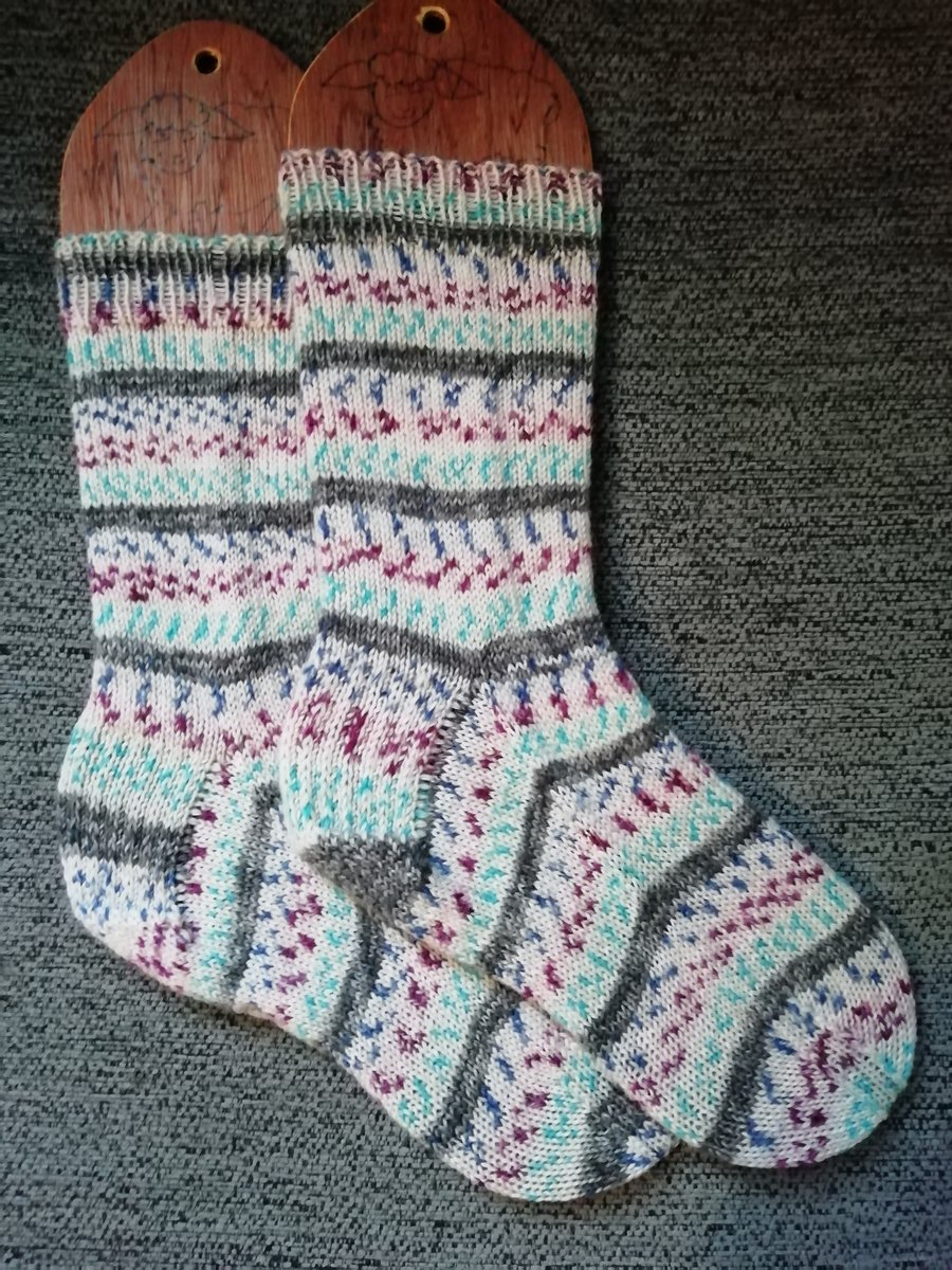 Socks, Hand knitted, adult SMALL size 4-5