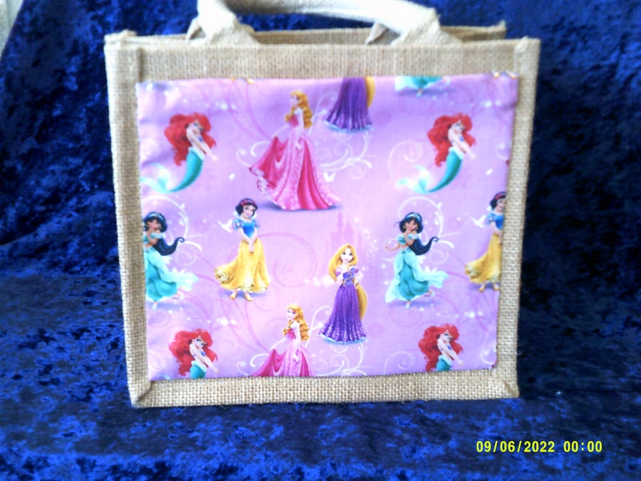 Disney Princesses Small Jute Bag on Dark Pink