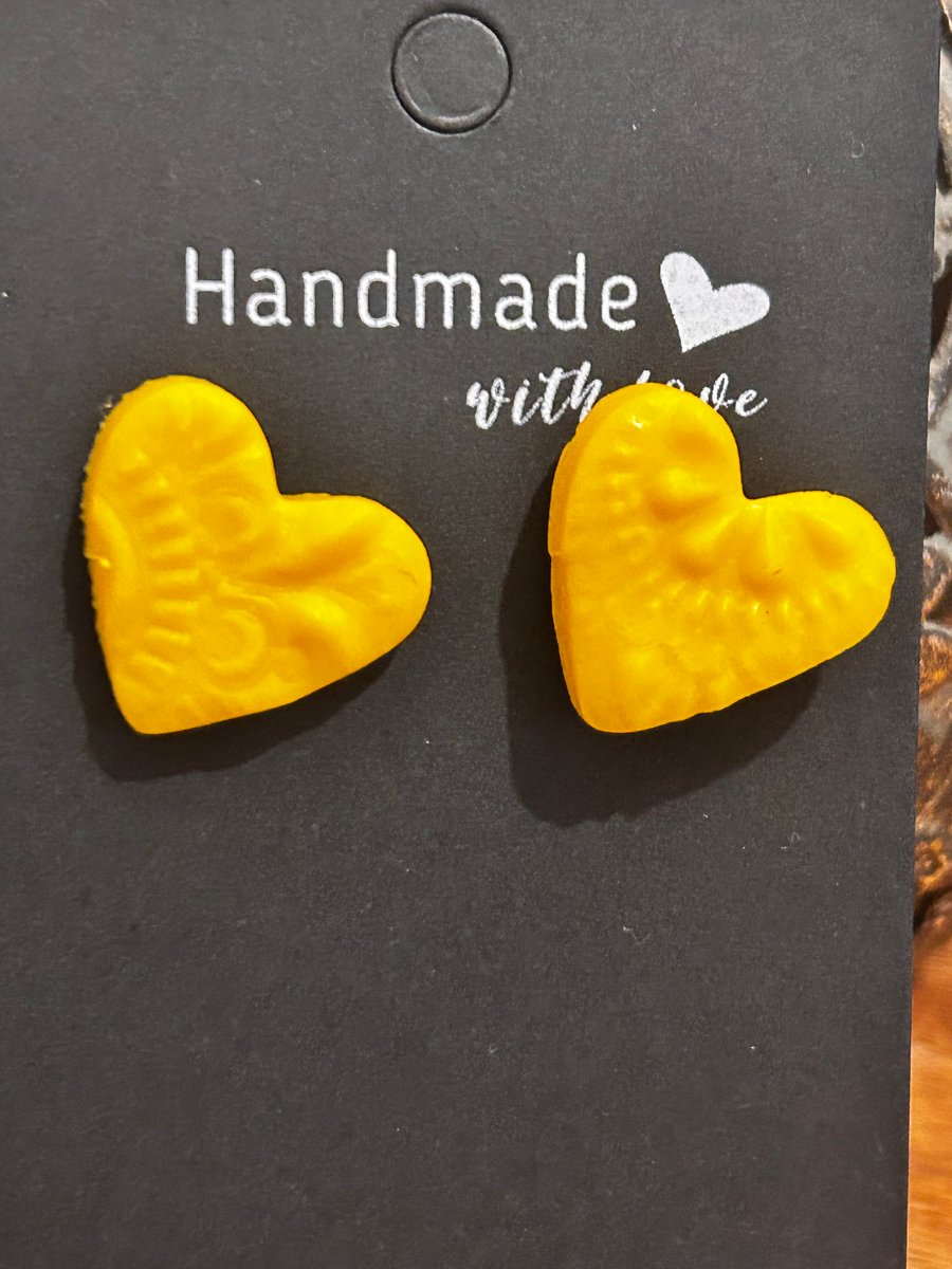 Polymer Clay Earrings Heart Stud