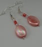 Oval shell earrings with coral shell beads - Image 5
