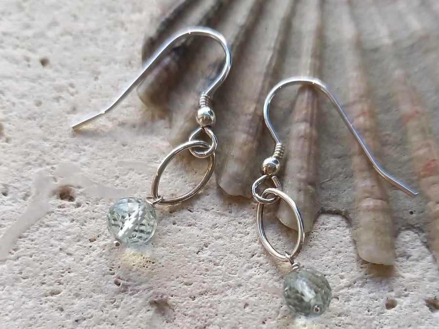 Perfectly Imperfect Faceted Aquamarine Navette Earrings in Sterling Silver