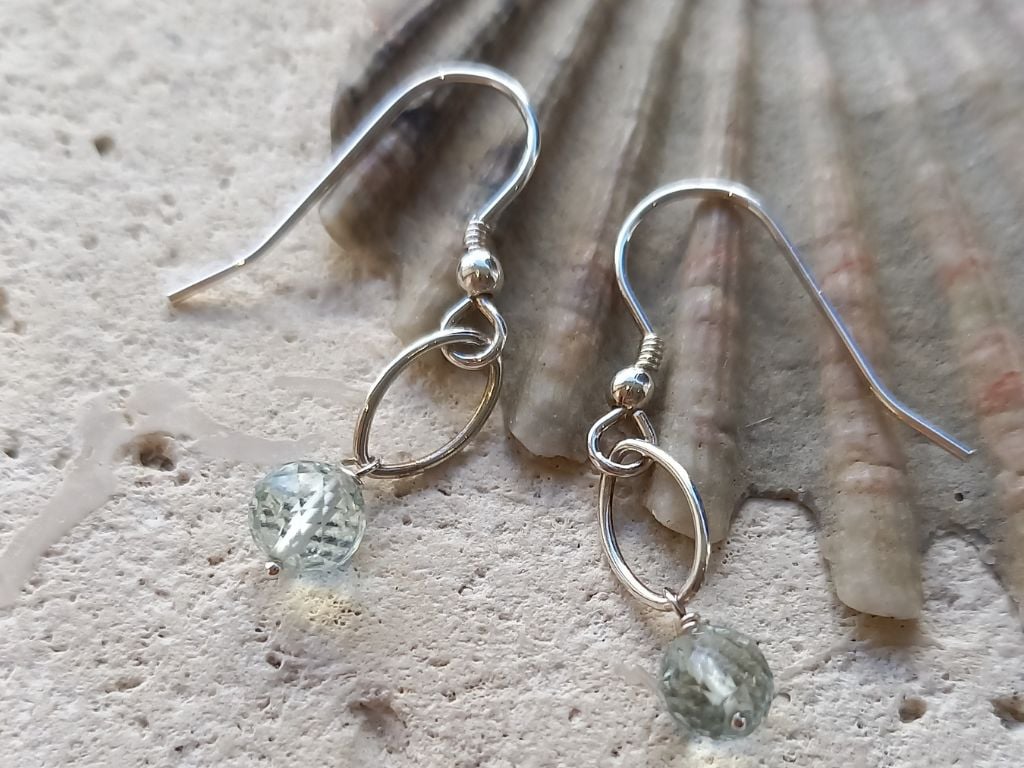 Perfectly Imperfect Faceted Aquamarine Navette Earrings in Sterling Silver