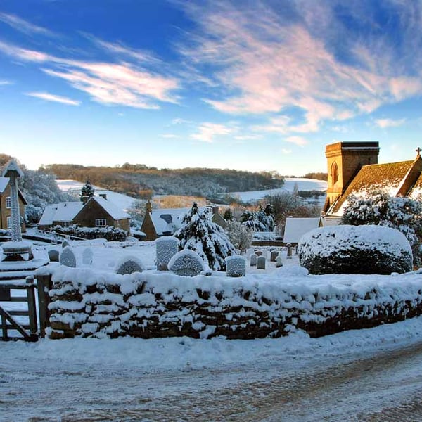 Snowshill Village Winter Landscape Cotswolds Photograph Print