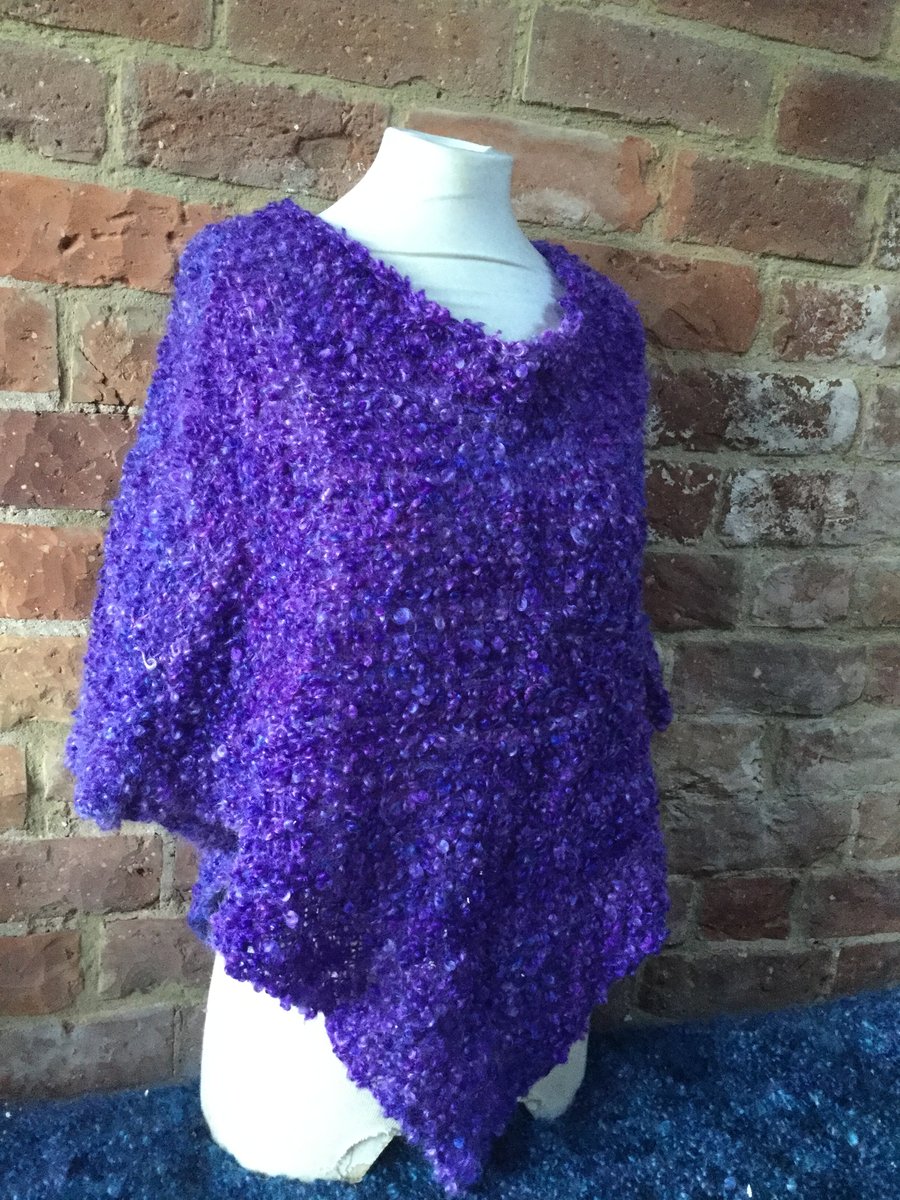 MoBair Bubble Mohair Hand Dyed Hand Woven Poncho