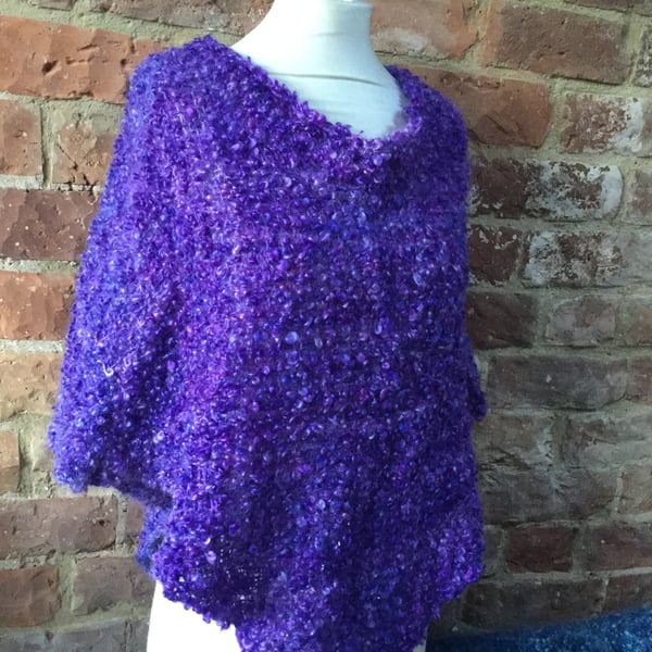 MoBair Bubble Mohair Hand Dyed Hand Woven Poncho