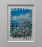 Clifftop Idyll - Original miniature on fabric. A5 Mounted - Image 3