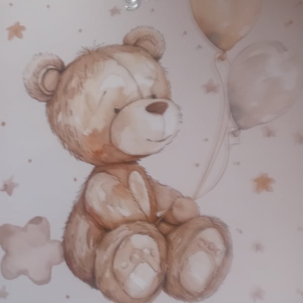 Bear and Balloons New Baby Girls Card handmade 