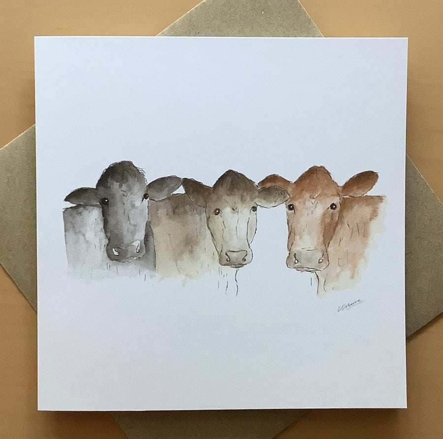 Greetings card - cows - farm animals