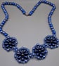 Handmade, Chunky style Beaded Necklace, 4 x Flower circles