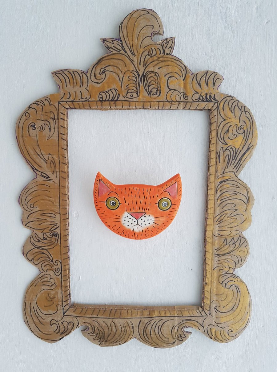 Ginger cat - marmalade cat - ceramic wall hanging - free UK shipping