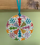 Handmade Ceramic Christmas Mandala Hanger, Bright Modern Hanging Decoration - Image 1