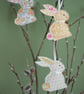 Easter bunny trio made from recycled fabrics in shades of yellow - Image 3