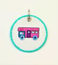 Motorhome Camper van round Keyring with button wheels - Image 1