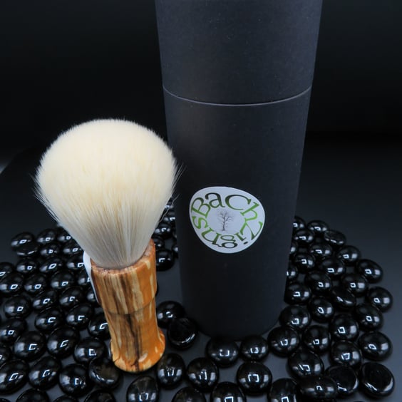 Handcrafted Shaving Brush Beech & White resin.SKU–SB 11