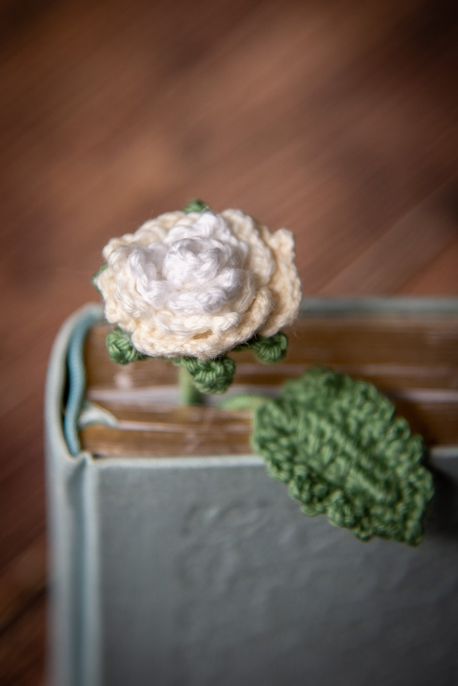 White Rose Crochet Bookmark 