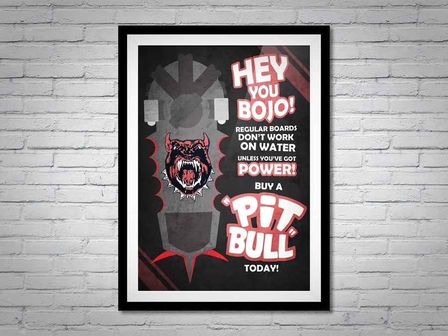 Back to the Future Pit Bull Hoverboard Movie Poster Print Wall Art Gift