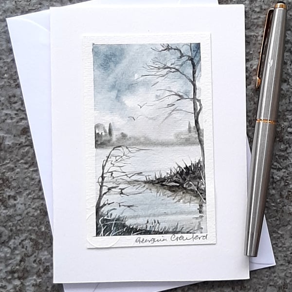 Blank Handpainted Watercolour Card. Wall Art