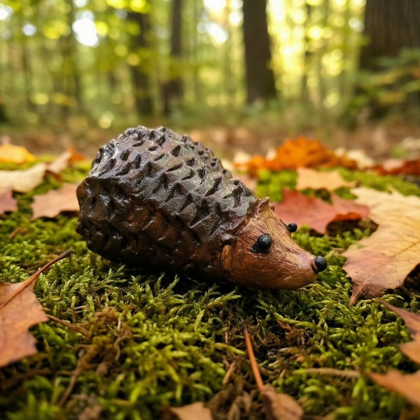 Cute Hedgehog Clay Figurine – Woodland Animal Home Decor